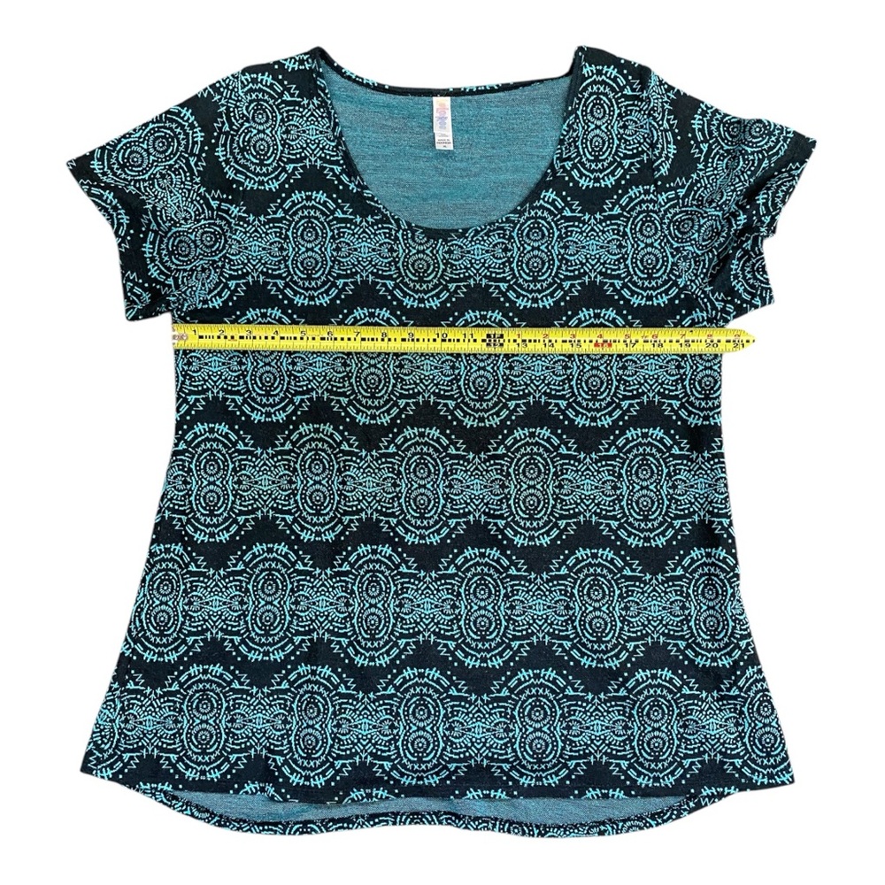 LuLaRoe Turquoise Blue and Black Short Sleeve Tee - Picture 4 of 9